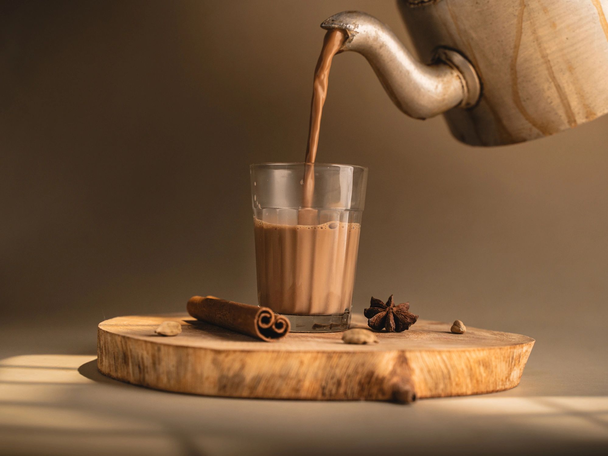 Spiced milk tea served in glass cups